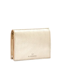 Oliveta Women's small wallet in metallic leather color metallic platinum