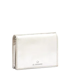 Oliveta Women's small wallet in metallic leather color metallic silver