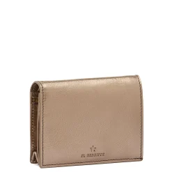 Oliveta Women's small wallet in metallic leather color metallic bronze
