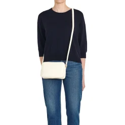 Oliveta Women's crossbody bag in leather color milk