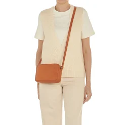 Oliveta Women's crossbody bag in leather color caramel