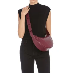 Oliveta Women's hobo in leather color black cherry