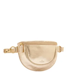 Oliveta Women's belt bag in metallic leather color metallic platinum