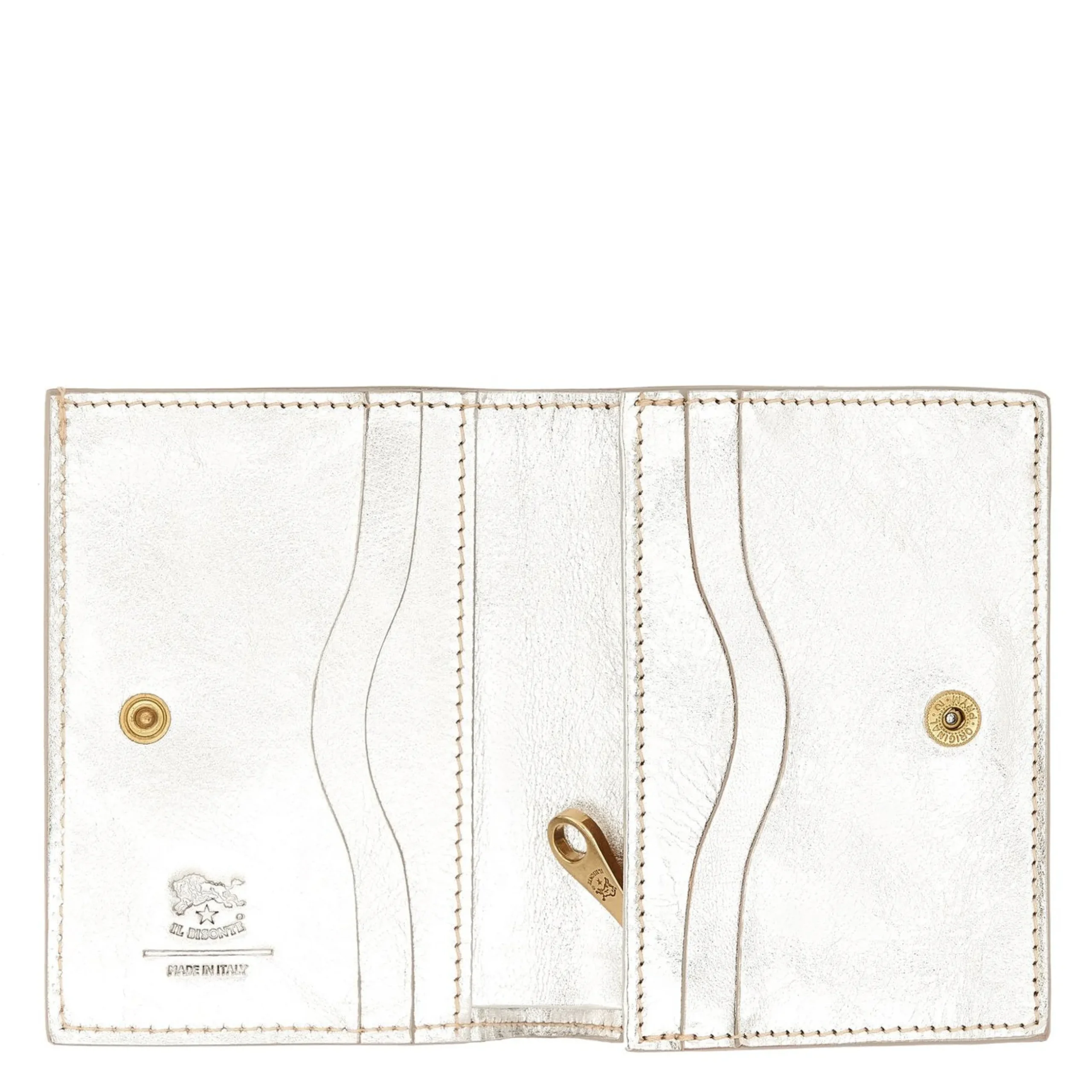 Oliveta Women's small wallet in metallic leather color metallic silver