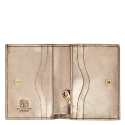 Oliveta Women's small wallet in metallic leather color metallic bronze