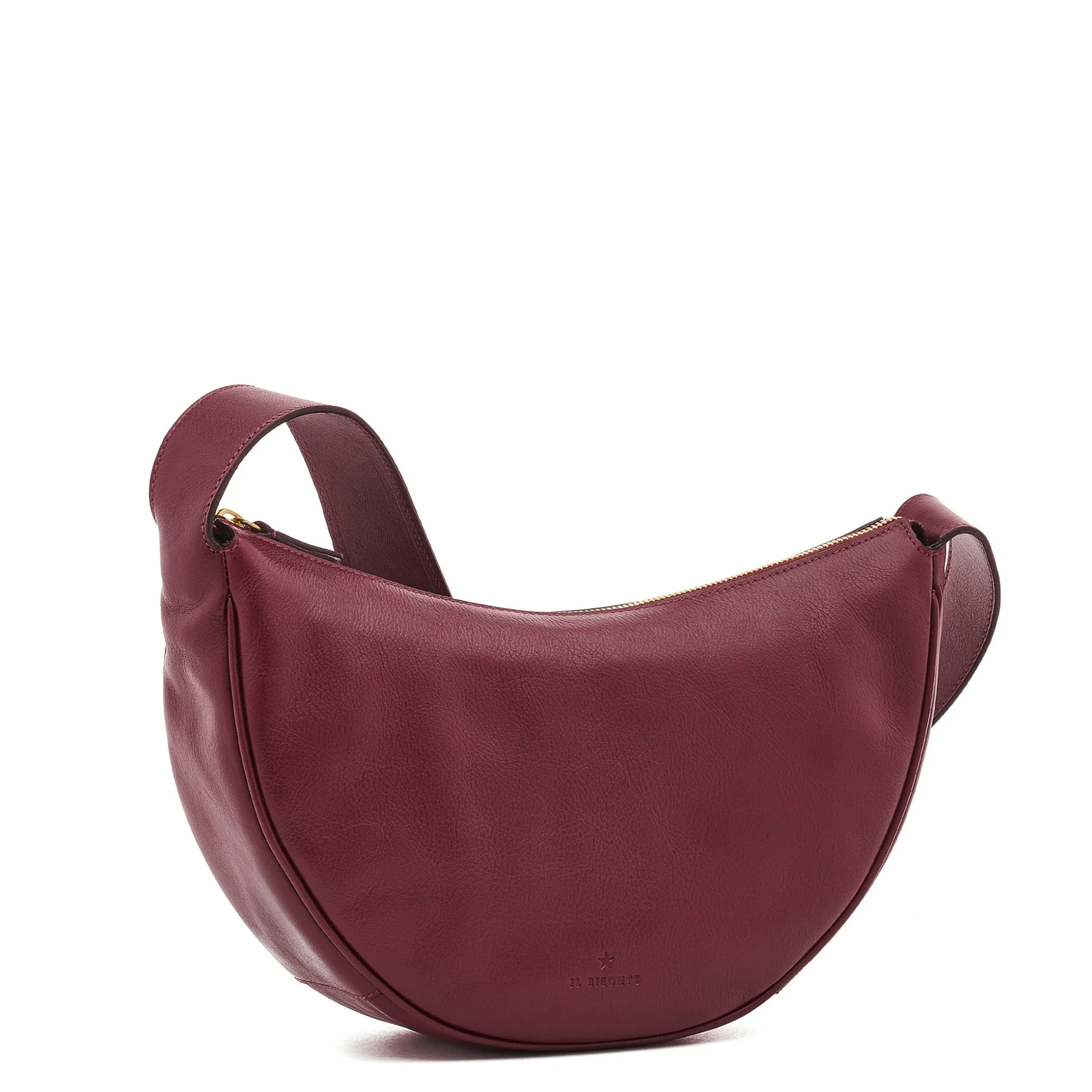 Oliveta Women's hobo in leather color black cherry