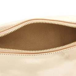 Oliveta Women's belt bag in metallic leather color metallic platinum