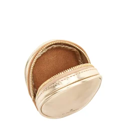 Oliveta Women's coin purse in metallic leather color metallic platinum