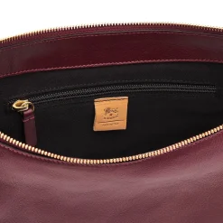 Oliveta Women's hobo in leather color black cherry