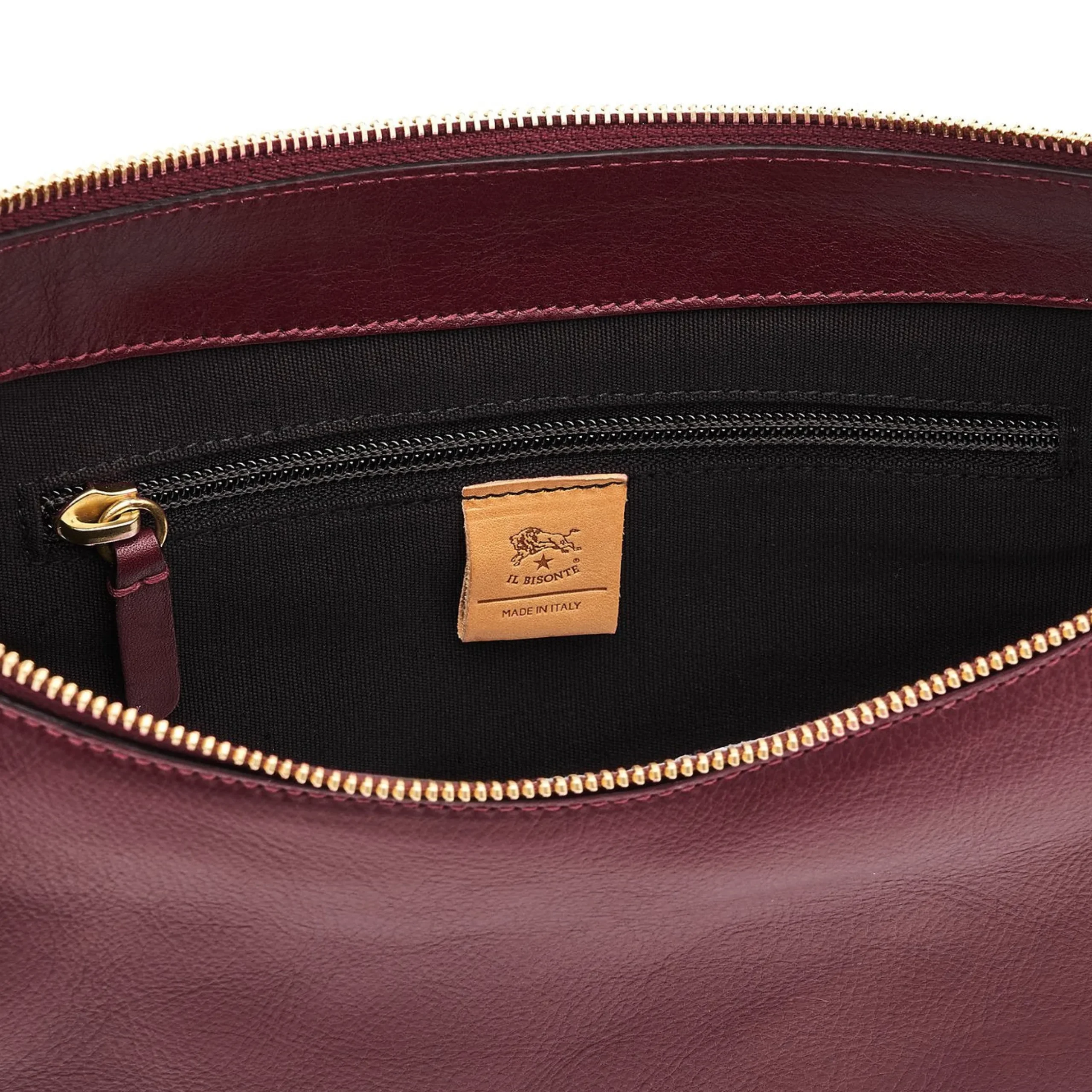 Oliveta Women's hobo in leather color black cherry