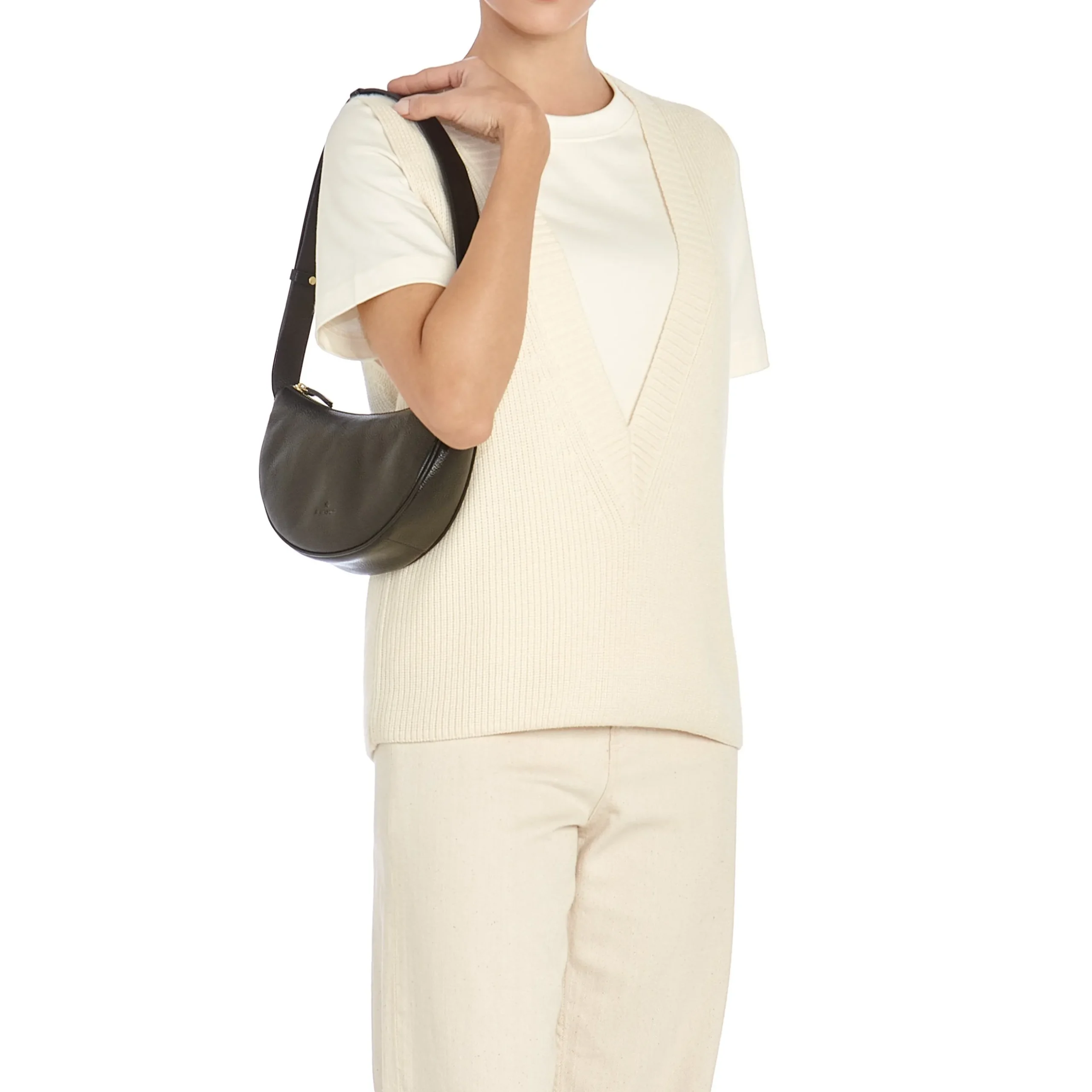 Oliveta Women's hobo in leather color black