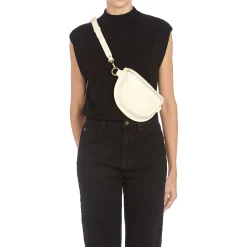 Oliveta Women's belt bag in leather color white