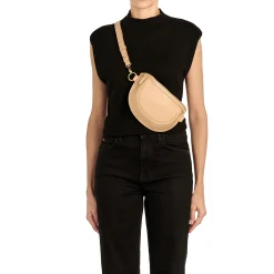 Oliveta Women's belt bag in leather color caffelatte