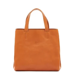 Opale Women's tote bag in leather color caramel