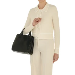 Opale Women's tote bag in leather color black