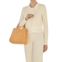 Opale Women's tote bag in leather color natural