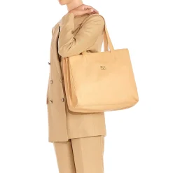 Opale Women's handbag in leather color natural