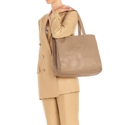 Opale Women's handbag in leather color light grey