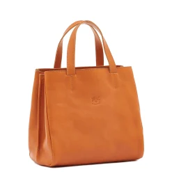 Opale Women's tote bag in leather color caramel