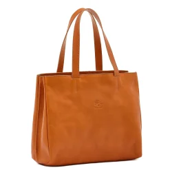 Opale Women's handbag in leather color caramel
