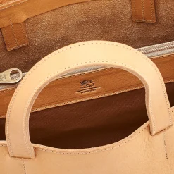 Opale Women's tote bag in leather color natural