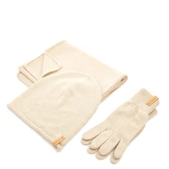 Opera Women's scarf, hat and gloves in wool color ecru
