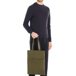 Oriuolo Men's tote bag in vintage leather color forest
