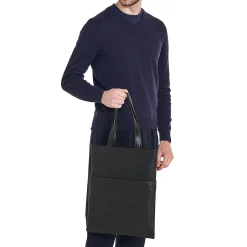 Oriuolo Men's tote bag in vintage leather color black