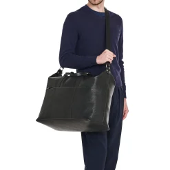 Oriuolo Men's travel bag in vintage leather color black