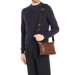 Oriuolo Men's crossbody bag in vintage leather color coffee