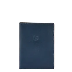 Passport holder in leather color blue