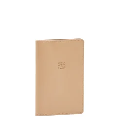 Passport holder in leather color caffelatte