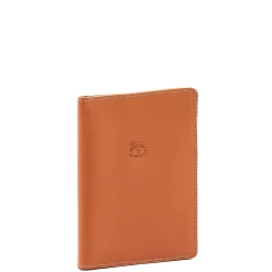 Passport holder in leather color caramel