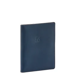 Passport holder in leather color blue