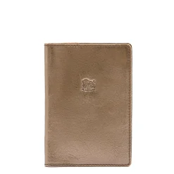 Passport holder in metallic leather color metallic bronze
