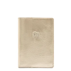 Passport holder in metallic leather color metallic platinum