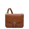 Salina Women's crossbody bag in leather color chocolate