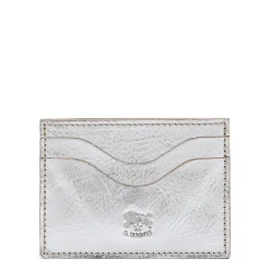Salina Card case in metallic leather color metallic silver
