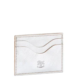 Salina Card case in metallic leather color metallic silver