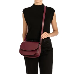 Salina Women's crossbody bag in leather color black cherry