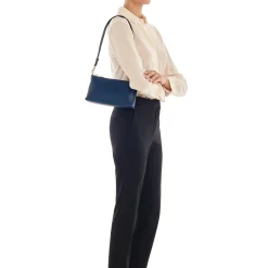 Salina Women's shoulder bag in leather color blue