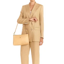 Salina Women's shoulder bag in leather color natural