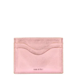 Salina Card case in metallic leather color pink