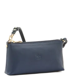 Salina Women's shoulder bag in leather color blue