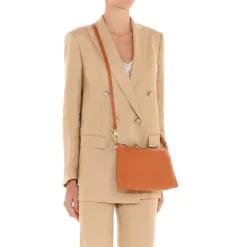 Salina Women's shoulder bag in leather color caramel