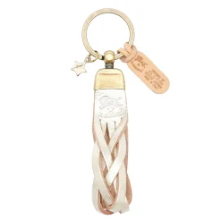 Saturnia Keyring in metallic leather color metallic platinum