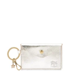 Scarlino Women's keyring in metallic leather color metallic silver