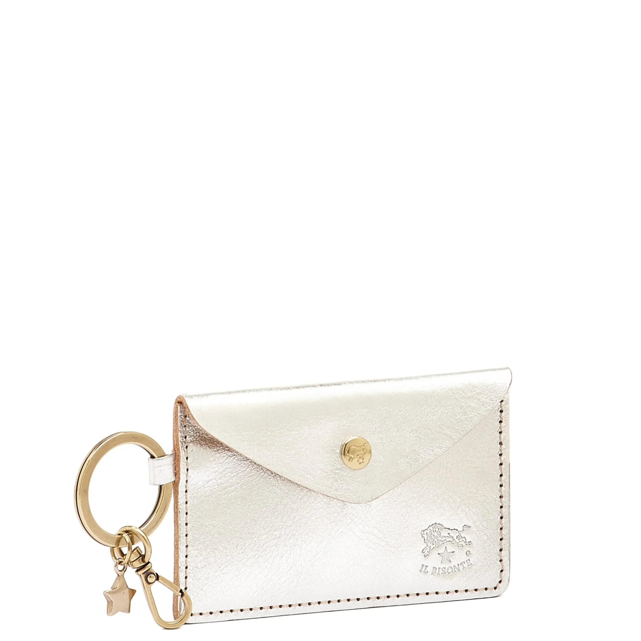 Scarlino Women's keyring in metallic leather color metallic silver