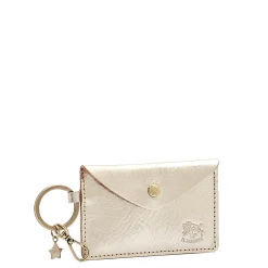 Scarlino Women's keyring in metallic leather color metallic platinum