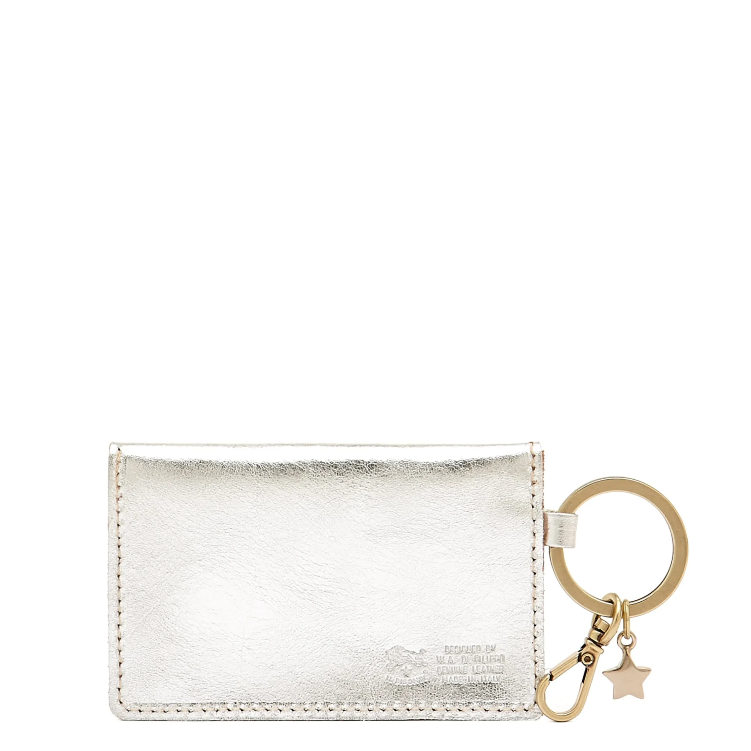 Scarlino Women's keyring in metallic leather color metallic silver